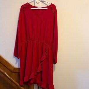 LOFT Outlet Red Women's Dress with V-Neck